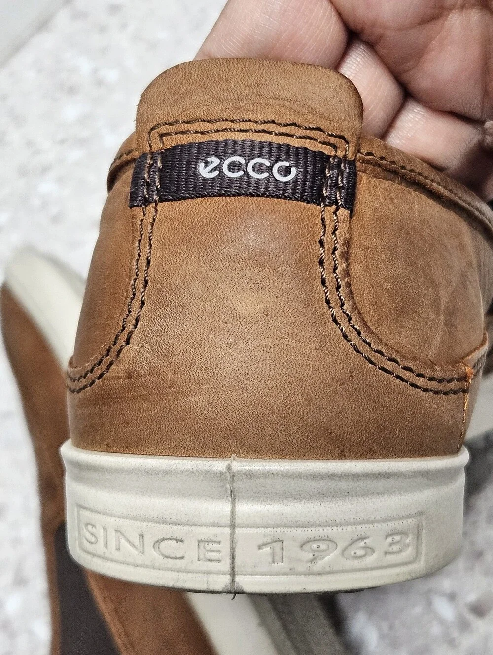 ECCO 1963 Collin Perforated Leather Slip On Shoes Mens Size: 10 Brown Comfort - Picture 12 of 14